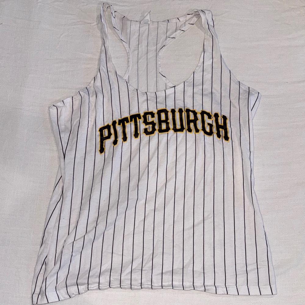 Pittsburgh Striped White and Black Women's Tank Top